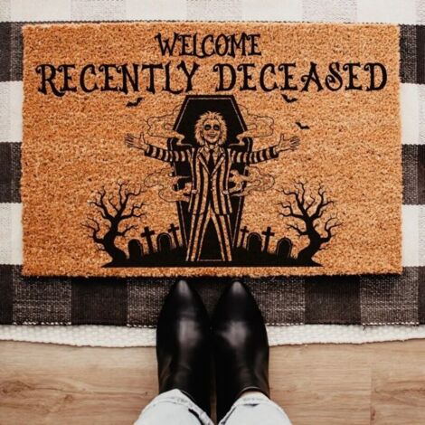 Paillasson Halloween Effrayant Original Famille Addams 60x90cm Tapis Bienvenue Déco Porte Entrée Extérieur Antidérapant