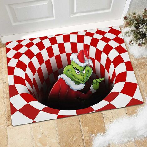 Paillasson Illusion, Paillasson Antidérapant Décoration de Noël, Tapis Moelleux Illusion Visuelle 3D. (Rouge, 20 po x 31,5 po)
