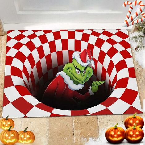 Paillasson Illusion, Paillasson Antidérapant Décoration de Noël, Tapis Moelleux Illusion Visuelle 3D. (Rouge, 23,5 pouces x 34,5 pouces)