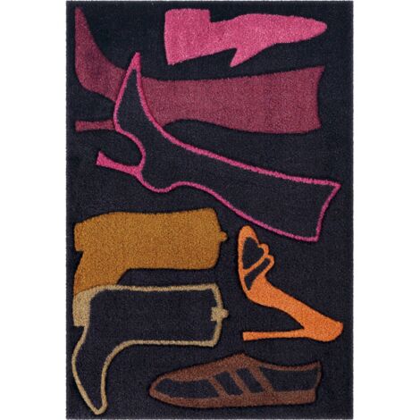 Paillasson intérieur antidérapant motif chaussures multicolore