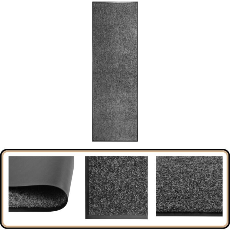 Paillasson lavable Anthracite 60x180 cm - Tapis D'entrée - Paillasson Extérieur - Paillasson Intérieur - Matelas D'accueil - Tapis Absorbant