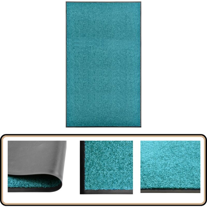 Paillasson lavable Cyan 90x150 cm - Tapis D'entrée - Paillasson Extérieur - Paillasson Intérieur - Tapis Absorbant - Tapis Washable