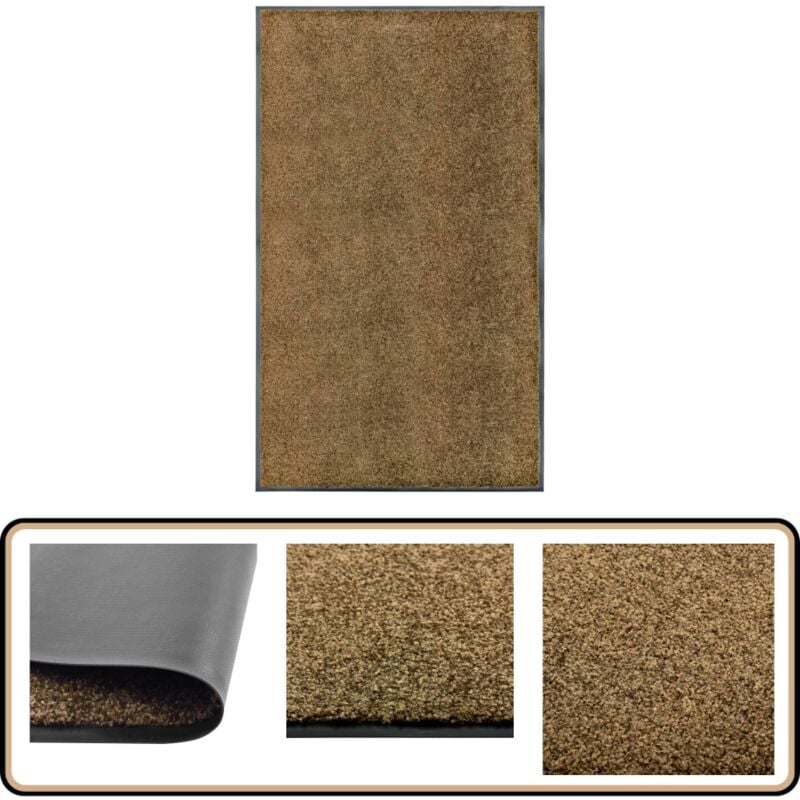 Paillasson lavable Marron 90x150 cm - Tapis D'entrée - Paillasson Extérieur - Paillasson Intérieur - Tapis Absorbent - Tapis Antidérapant