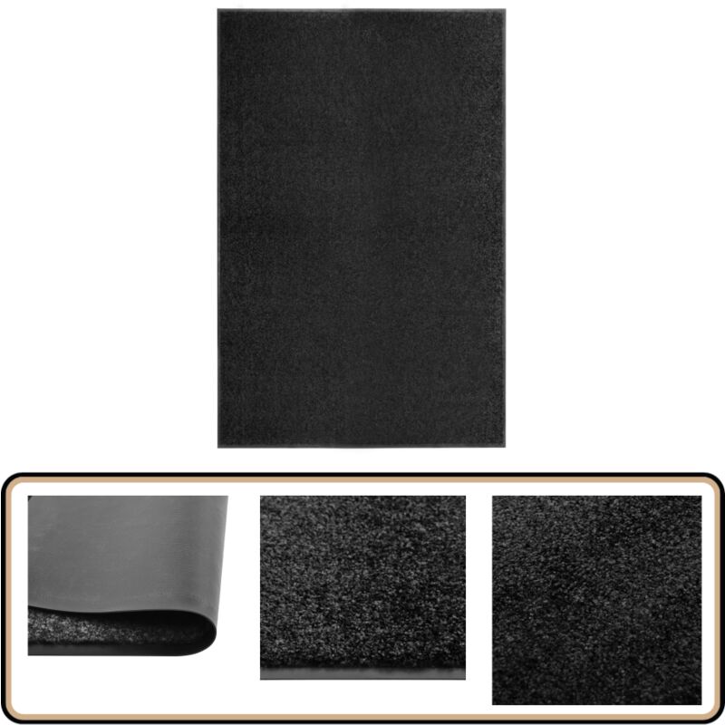 Paillasson lavable Noir 120x180 cm - Tapis D'entrée - Paillasson Extérieur - Paillasson Intérieur - Tapis Absorbant - Tapis Antidérapant