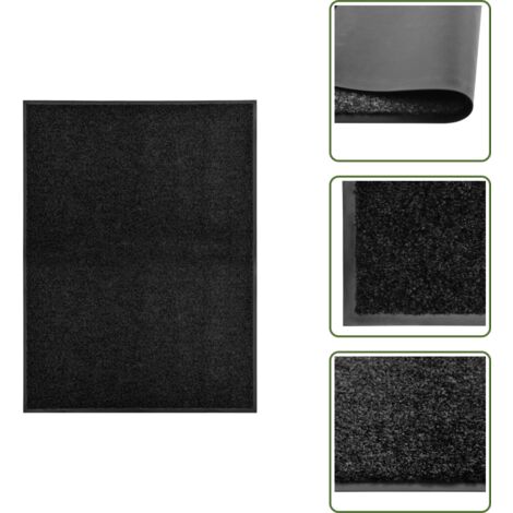 Paillasson lavable Noir 90x120 cm - Tapis D'entrée - Paillasson Extérieur - Paillasson Intérieur - Tapis Absorbant - Tapis Antidérapant