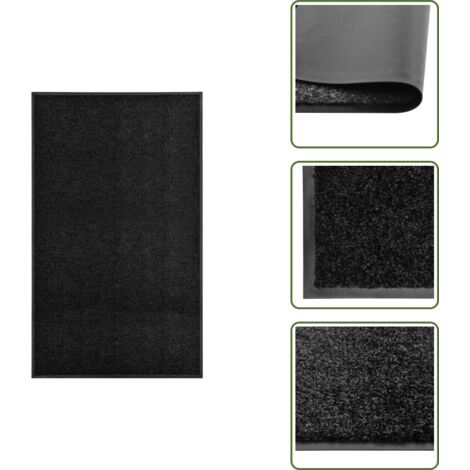 Paillasson lavable Noir 90x150 cm - Tapis D'entrée - Paillasson Extérieur - Paillasson Intérieur - Tapis Absorbant - Tapis Antidérapant