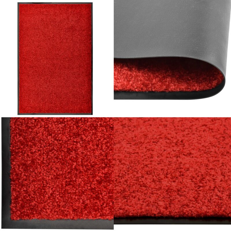 Paillasson lavable Rouge 60x90 cm - Tapis D'entrée - Paillasson Extérieur - Paillasson Intérieur - Tapis Absorbant - Tapis Lave-linge - Home & Living