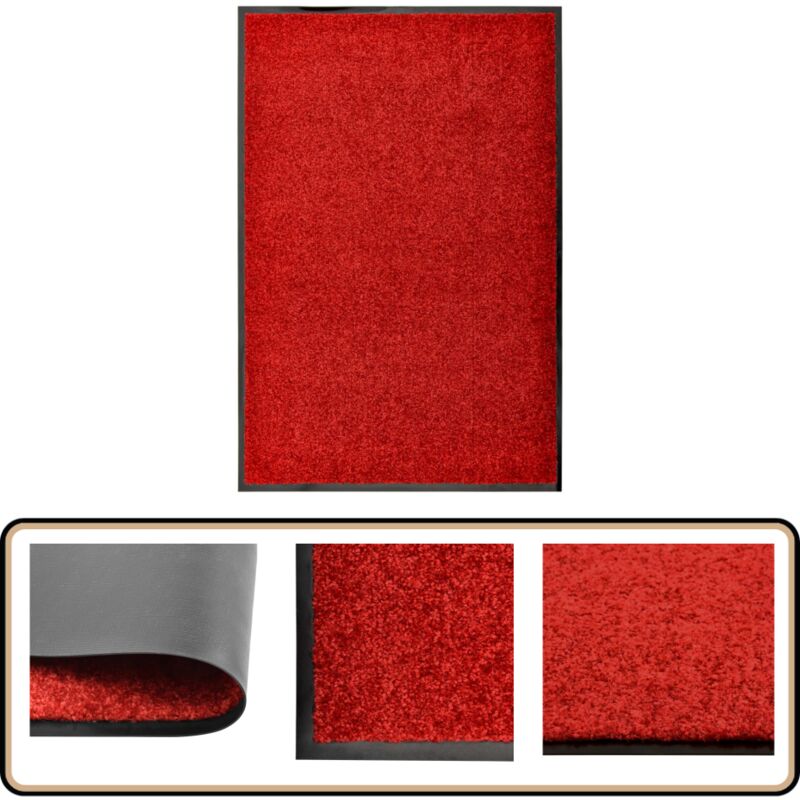 Paillasson lavable Rouge 60x90 cm - Tapis D'entrée - Paillasson Extérieur - Paillasson Intérieur - Tapis Absorbant - Tapis Lave-linge