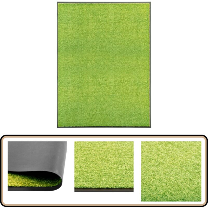 Paillasson lavable Vert 90x120 cm - Tapis D'entrée - Paillasson Extérieur - Paillasson Intérieur - Tapis Absorbant - Tapis Lavable