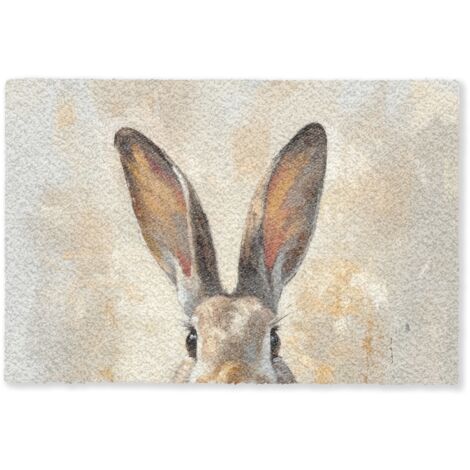PAILLASSON Lièvre - Oreilles - Marron 90x60 cm