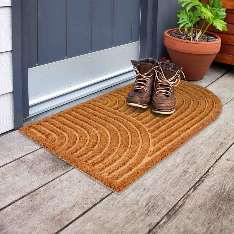 Paillasson en fibre de coco Lot de 2 45x75cm arrondi nature/beige