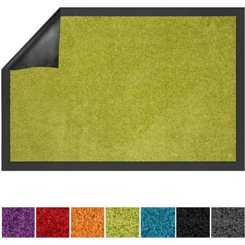 Tapis de Porte Paillasson d'entrée Use&Wash Vert citron 90 x 120 cm