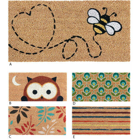 Paillasson Noix de Coco 25x50 Porte d'Entrée Moderne Tapis d'Entrée Antidérapant Résistant -