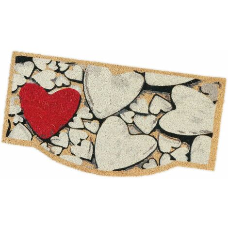 Paillasson Noix de Coco 40x75 cm Retour en Caoutchouc Antidérapant Tapis d'Entrée Moderne -