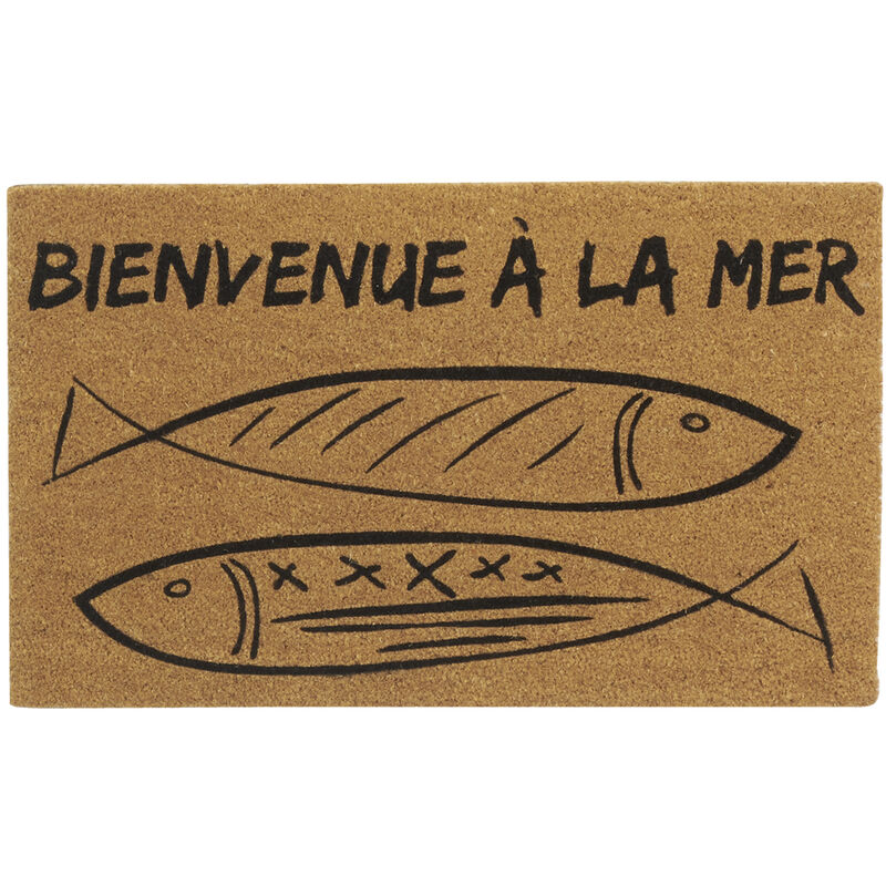 Aubry Gaspard - Paillasson coco intérieur extérieur 75 x 45 cm Poissons bienvenue à la mer