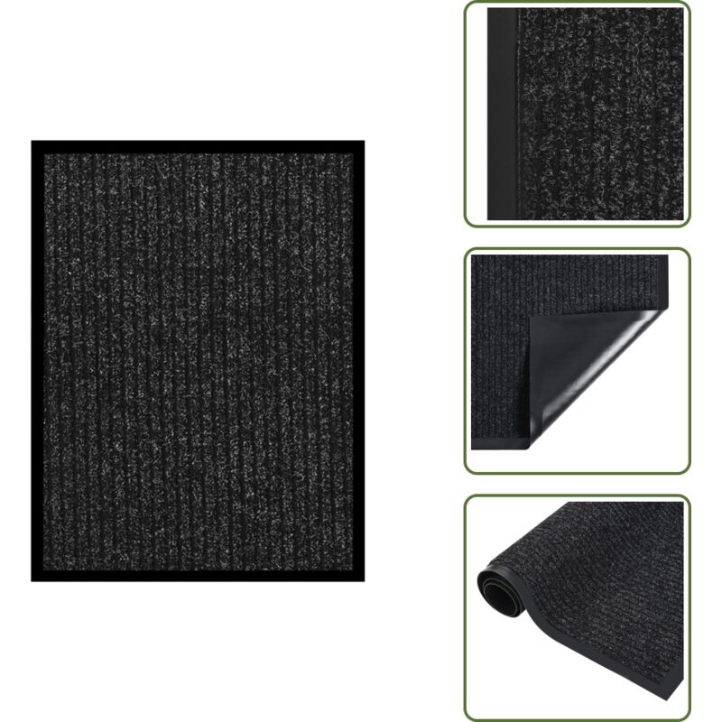 Paillasson rayé Anthracite 40x60 cm - Tapis D'entrée - Paillasson Intérieur - Paillasson Extérieur - Tapis Absorbant - Tapis Antidérapant