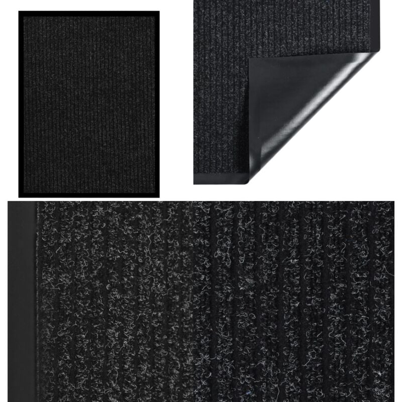 Paillasson rayé Anthracite 60x80 cm - Tapis D'entrée - Paillasson - Matelas D'accueil - Tapis Extérieur - Tapis Intérieur - Home & Living