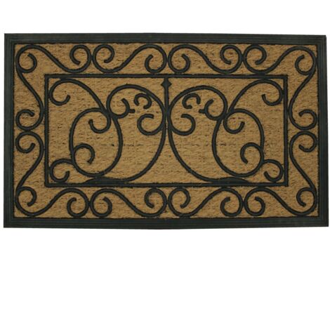 Paillasson rectangle en coco et caoutchouc Naturel 45x75 cm