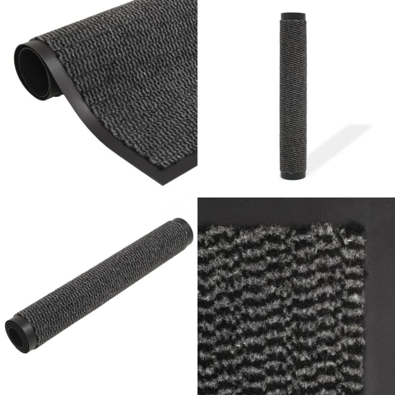 Paillasson rectangulaire 40 x 60 cm Anthracite - Tapis D'entrée - Paillasson Intérieur - Antidérapant - Entrée Maison - Nettoyage Sols - Home & Living