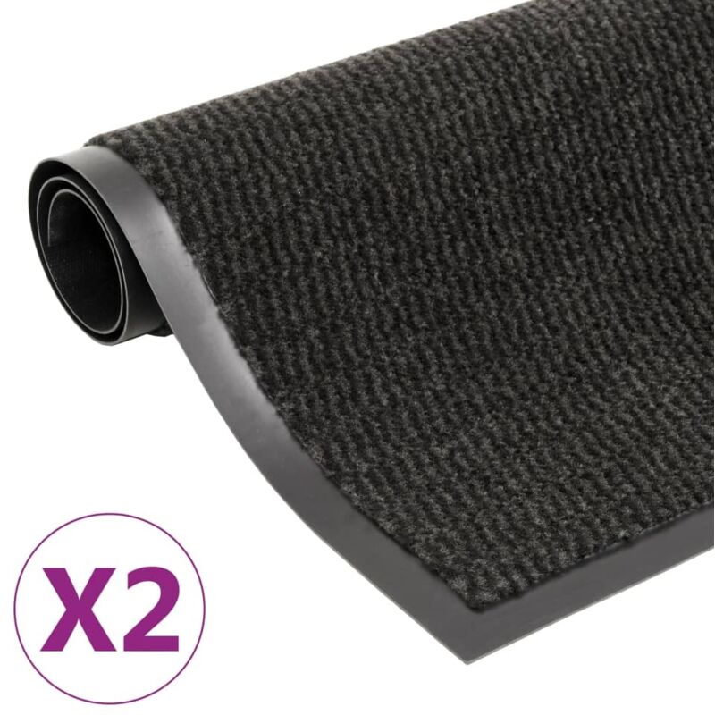 Paillassons rectangulaires 2 pcs 40 x 60 cm Noir