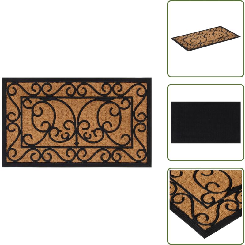 Paillasson rectangulaire 45x75 cm caoutchouc et fibre de coco - Tapis D'entrée - Paillasson Extérieur - Paillasson Intérieur - Antidérapant