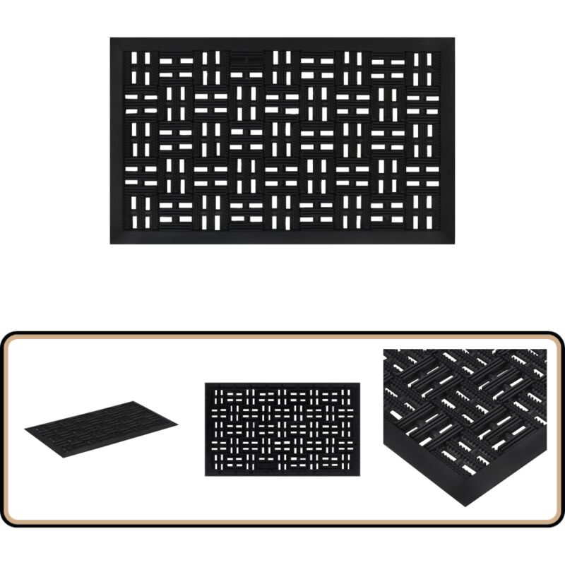 Paillasson rectangulaire 45x75 cm caoutchouc - Tapis D'entrée - Paillasson Extérieur - Paillasson Intérieur - Tapis Antidérapant - Tapis De Porte