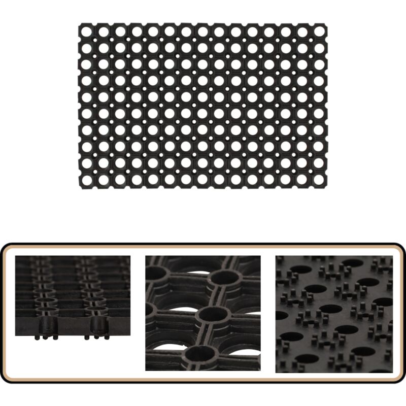 Paillasson rectangulaire 60x80 cm caoutchouc - Tapis D'entrée - Paillasson Caoutchouc - Paillasson Extérieur - Tapis Antidérapant - Tapis De Porte