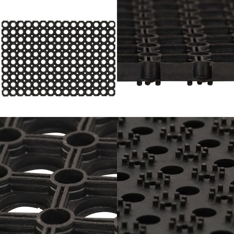 Paillasson rectangulaire 60x80 cm caoutchouc - Tapis D'entrée - Paillasson Caoutchouc - Paillasson Extérieur - Tapis Antidérapant - Tapis De Porte