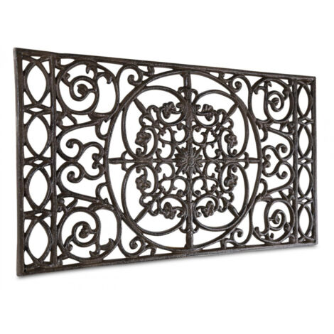 Paillasson rectangulaire en fonte marron – 66.5 cm x 37.5 cm – Décoration d'entrée authentique – Poids 6.8 kg – Decoration D’Autrefois