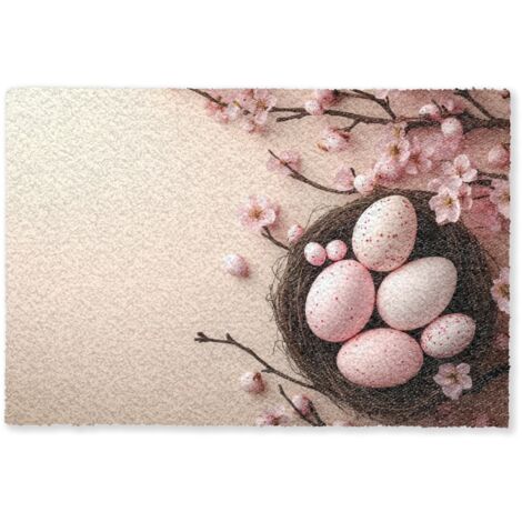 PAILLASSON Rose - Fleurs - Œufs 60x40 cm