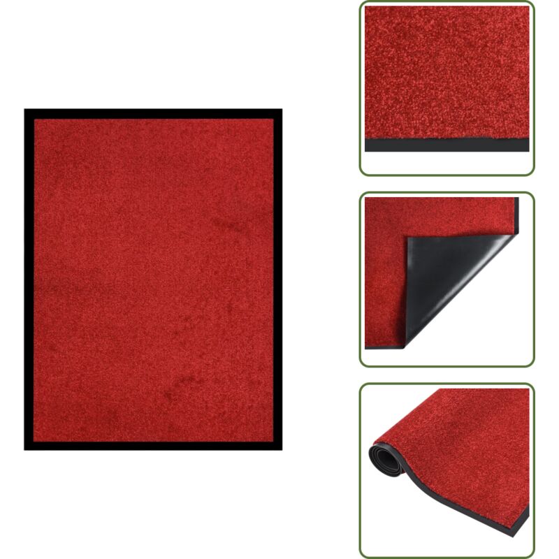 Paillasson Rouge 40x60 cm - Tapis D'entrée - Paillasson Intérieur - Paillasson Extérieur - Tapis Absorbant - Tapis Antidérapant