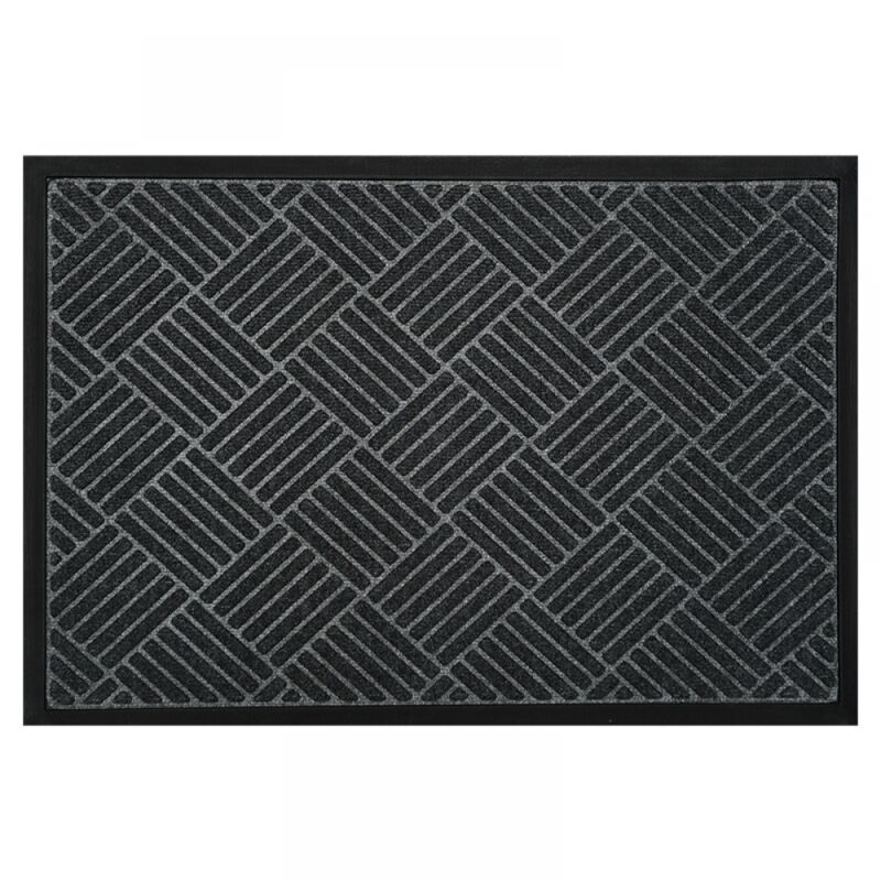 Paillasson sergé noir 75x45 cm, très absorbant et durable, poils longs, idéal pour parquet et sols sensibles