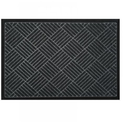 Paillasson sergé noir 75x45 cm, très absorbant et durable, poils longs, idéal pour parquet et sols sensibles
