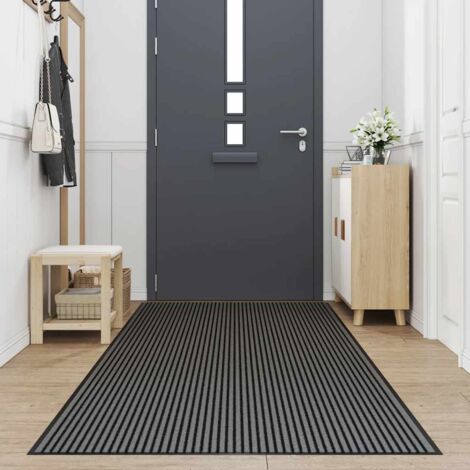 Paillasson，Tapis d'entrée noir et gris à rayures 115x500 cm CFW976050