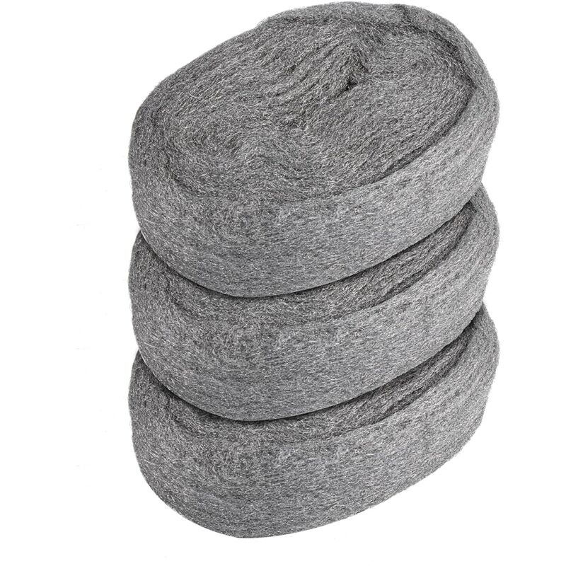 Paille de fer, Lot de 4 Laine d'acier 0000 Grade Fil de Nettoyage Wire Wool Polissage Acier Laine pour Nettoyage Polissage Entretien et Finition du