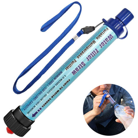 Paille de filtre à eau personnelle, équipement de survie pour purificateur d'eau à 4 étapes de 0,1 micron, système de filtration d'eau portable, filtre à eau amovible, randonnée, camping, préparation