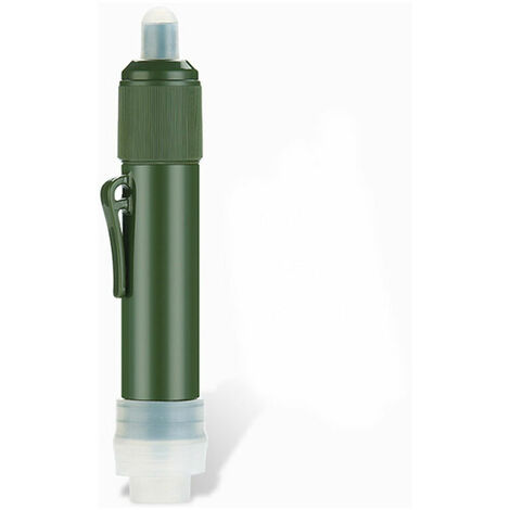 Paille Filtrante de Survie + Gourde Souple Materiel Militaire Kit Voyage Filtre Eau Mini Pompe Randonnée Ration de Combat Robinet Purificateur Sac Charbon Camping Bouteille Poche Complet（vert）