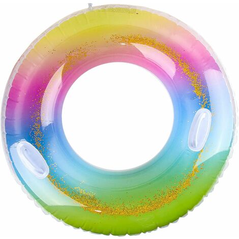 Paillette Anneau de Natation, Bouée de Piscine, Flotteur de Piscine pour Enfants et Adulte, Bouée Transparente Paillettes, Jeux Gonflables Eau pour Piscine et