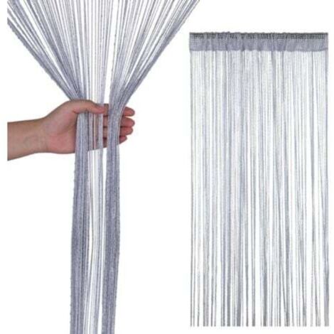 Paillettenbesetzter Quastenvorhang mit Kordel, Raumteiler, transparenter Quastenvorhang für Tür, Fenster, Heimdekoration, Veranstaltung, 200 cm x 100 cm – Silber
