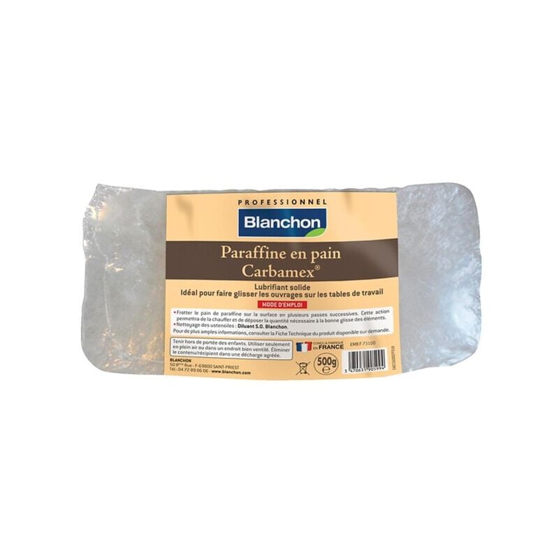 Pain de paraffine Carbamex qualité alimentaire, pain de 500 g Blanchon