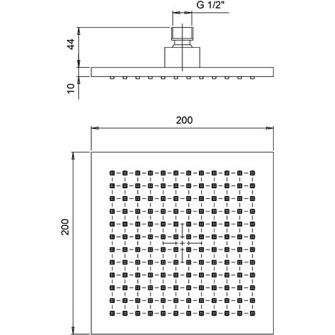 Paini 50CR759TCASQE Soffione Quadrato da 200mm, Cromo