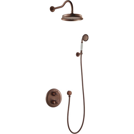 Paini France – Robinet douche encastrable rétro – Colonne de douche hydromassante – Douche de tête Ø 225 mm laiton anticalcaire – Bras de douche 400 mm