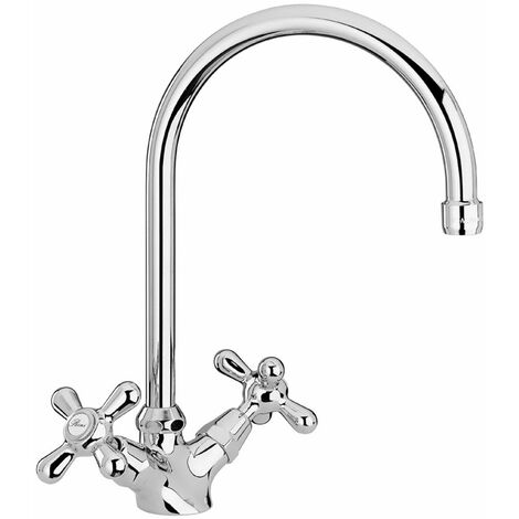 Paini - LIBERTY 572 Rubinetto Miscelatore Monoforo Cucina, Lavello, Cromato, Bocca tubo e maniglie a Croce, Design Liberty, interamente prodotto e lavorato in Italia