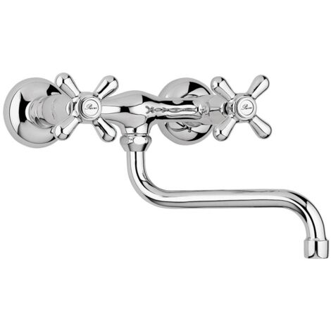 PAINI LIBERTY Rubinetto lavello cucina fissaggio a muro con manopole a stella croce stile classico retrò cucina vittoriano 17CR501