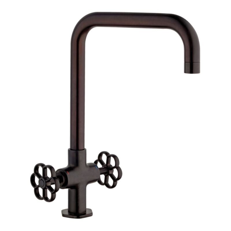 Paini Mélangeur cuisine Induss Bec haut noir mat - manette noire douchette extractible