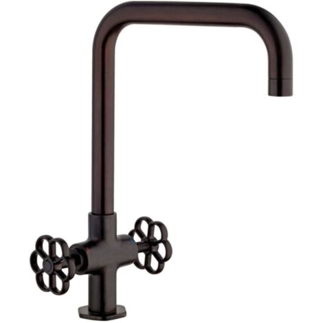 PAINI Mélangeur cuisine Induss Bec haut noir mat - manette noire douchette extractible