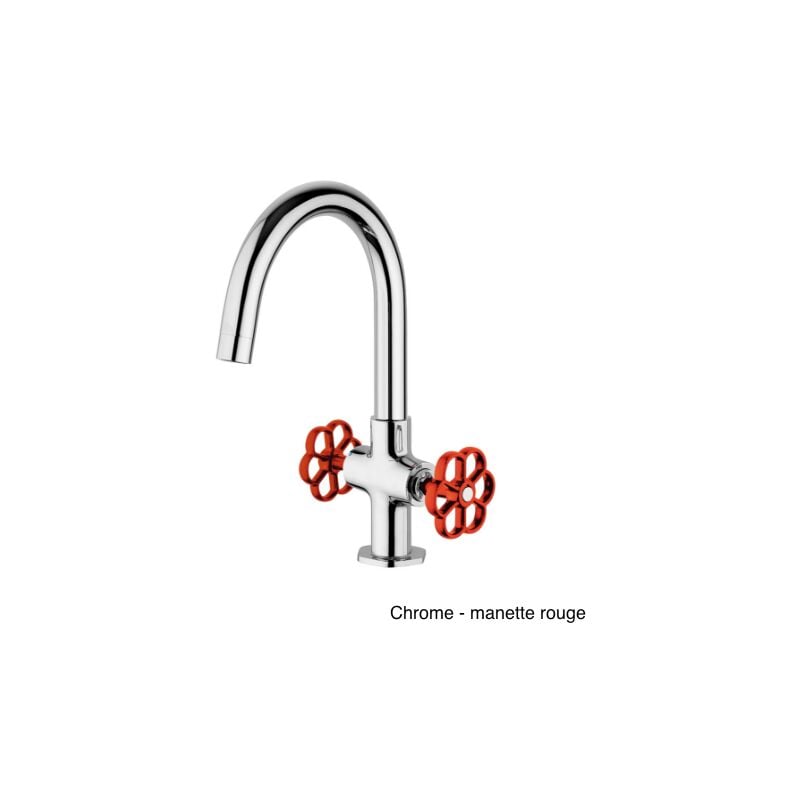 Paini Mélangeur lavabo Induss Chrome - manette rouge