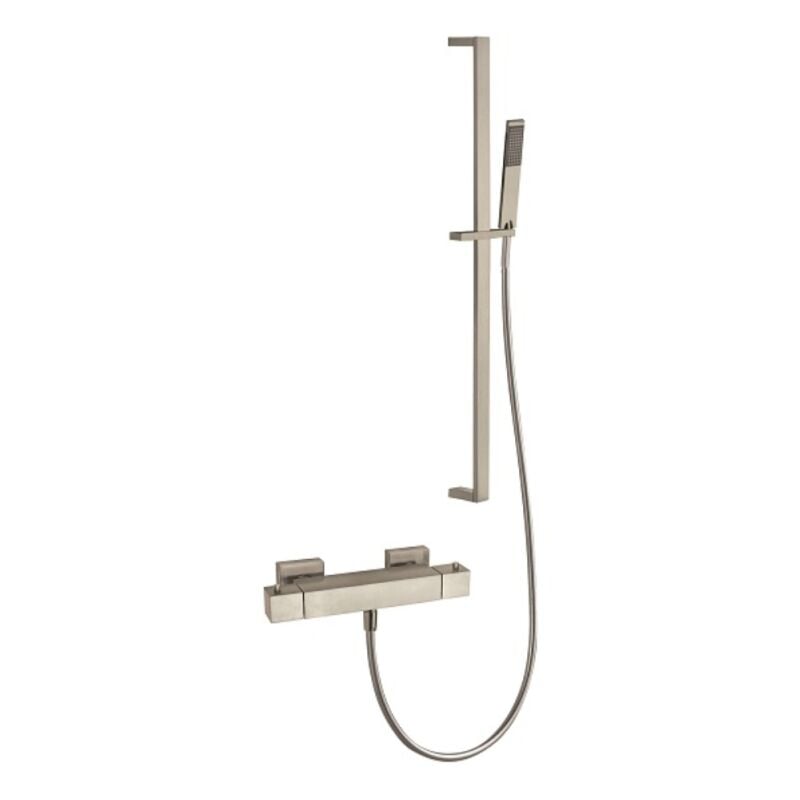 Robinet douche thermostatique avec ensemble douche Paini Dax Square Grey Acier