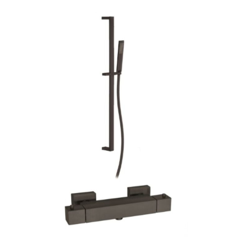 Robinet douche thermostatique avec ensemble douche Paini Dax Square Noir Brossé