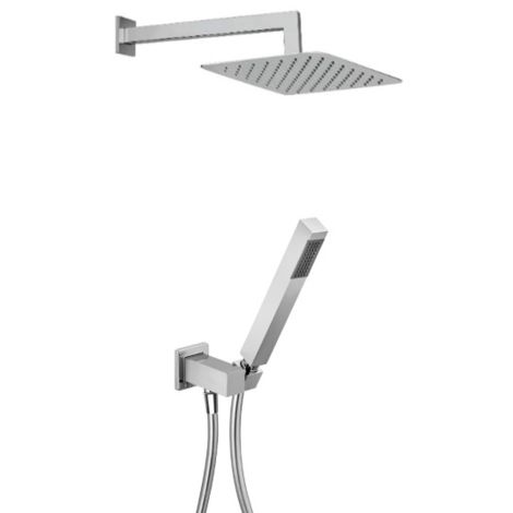 Salle de Bain Chrome Set de Douche avec Douchette /à main et douche effet pluie Carr/é System de Douche Colonne de Douche avec Robinet Mitigeur Douche